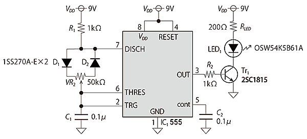 PWM調光式の照明用LED電源の回路図